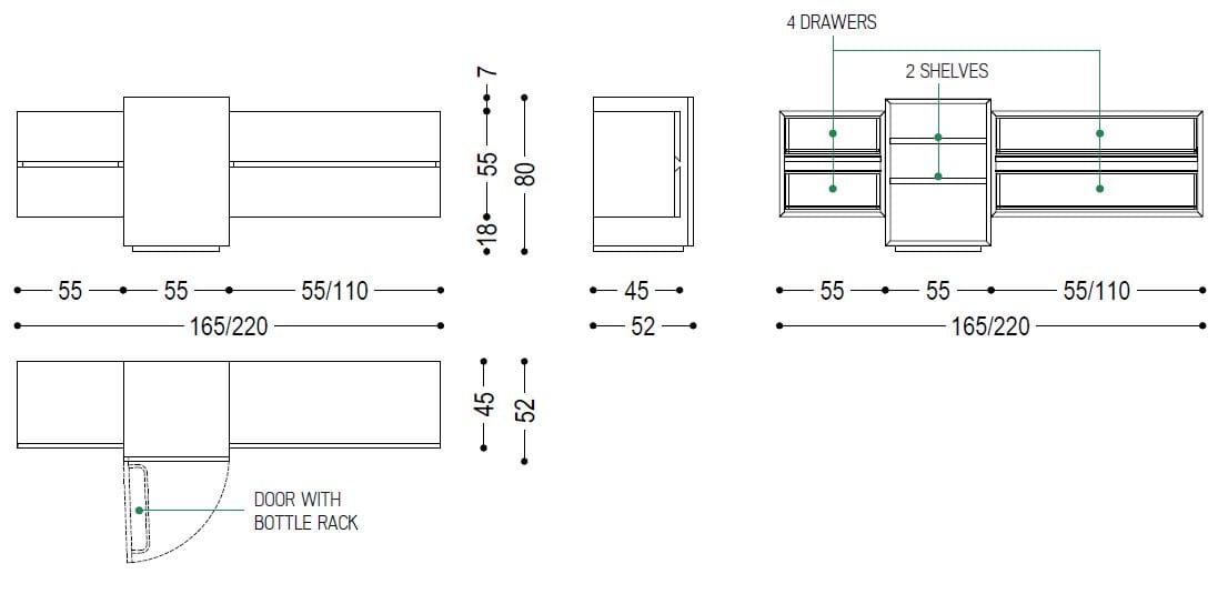 Шкаф из массива дерева с распашными дверцами и ящиками Riva 1920 APARADOX ARCH-00107281 - Вид №6