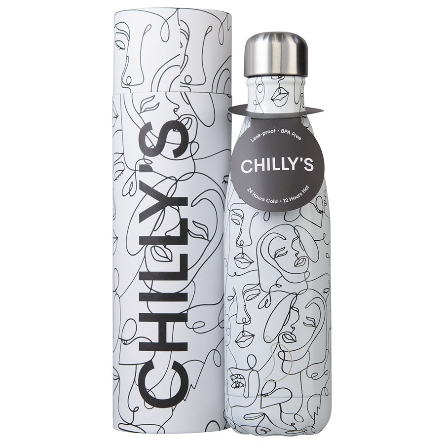 B500LDFCE Термос line drawing, faces, 500 мл Chilly's Bottles  - Вид №2