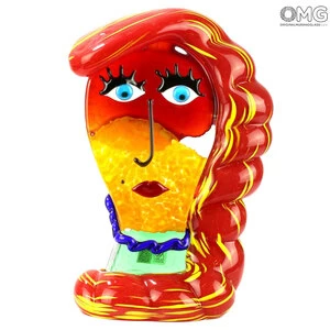4705 ORIGINALMURANOGLASS Скульптура Голова Женщины - Pop Art - Original Murano Glass OMG 15 см