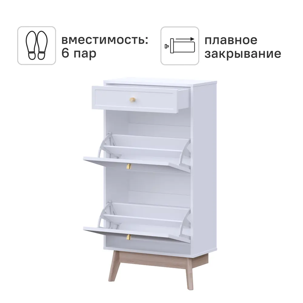 Обувница KONSENSA Лион Амьен 60x120x30 см 2 секции ЛДСП цвет белый STLM-2026465 - Вид №2