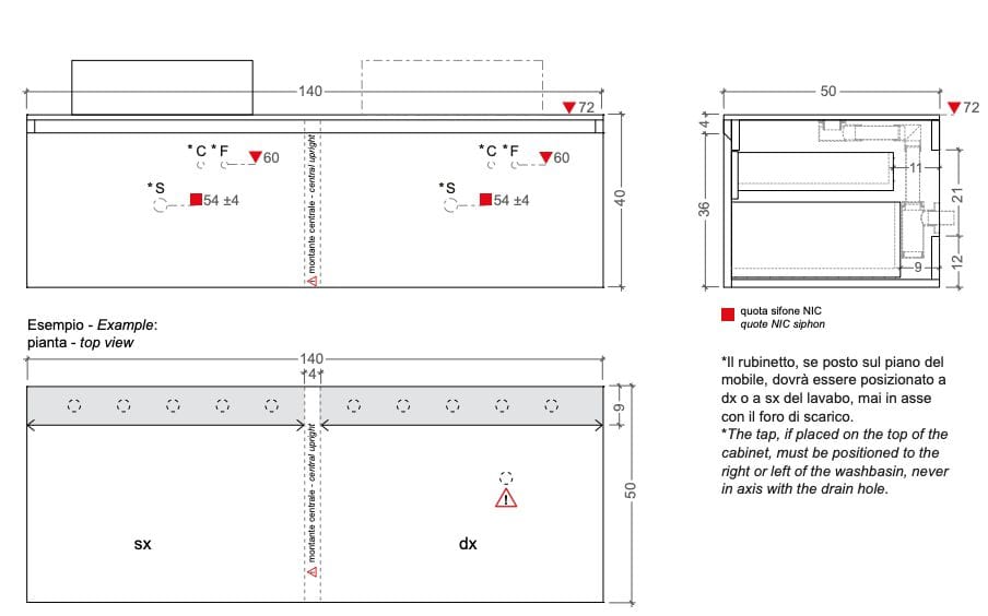 МДФ подвесной шкаф для умывальника с ящиком Nic Belt ARCH-00109772 - Вид №3