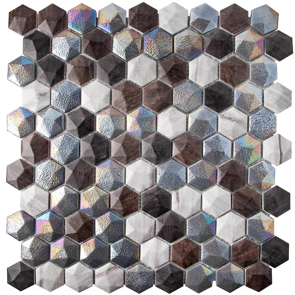Гексагоны мечты: мозаика Vidrepur Hexagon FOREST MIX STP-ST256 INCOLOR