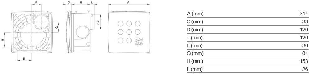 Vortice Встроенный центробежный экстрактор Vort quadro i 12024 - Вид №2