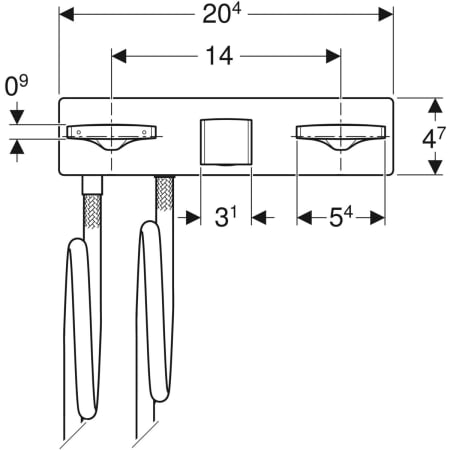 116.463.21.1 Смеситель для раковины Geberit ONE прямоугольного исполнения, настенный монтаж, смеситель двухручковый, для функционального блока скрытого монтажа Geberit  - Вид №2