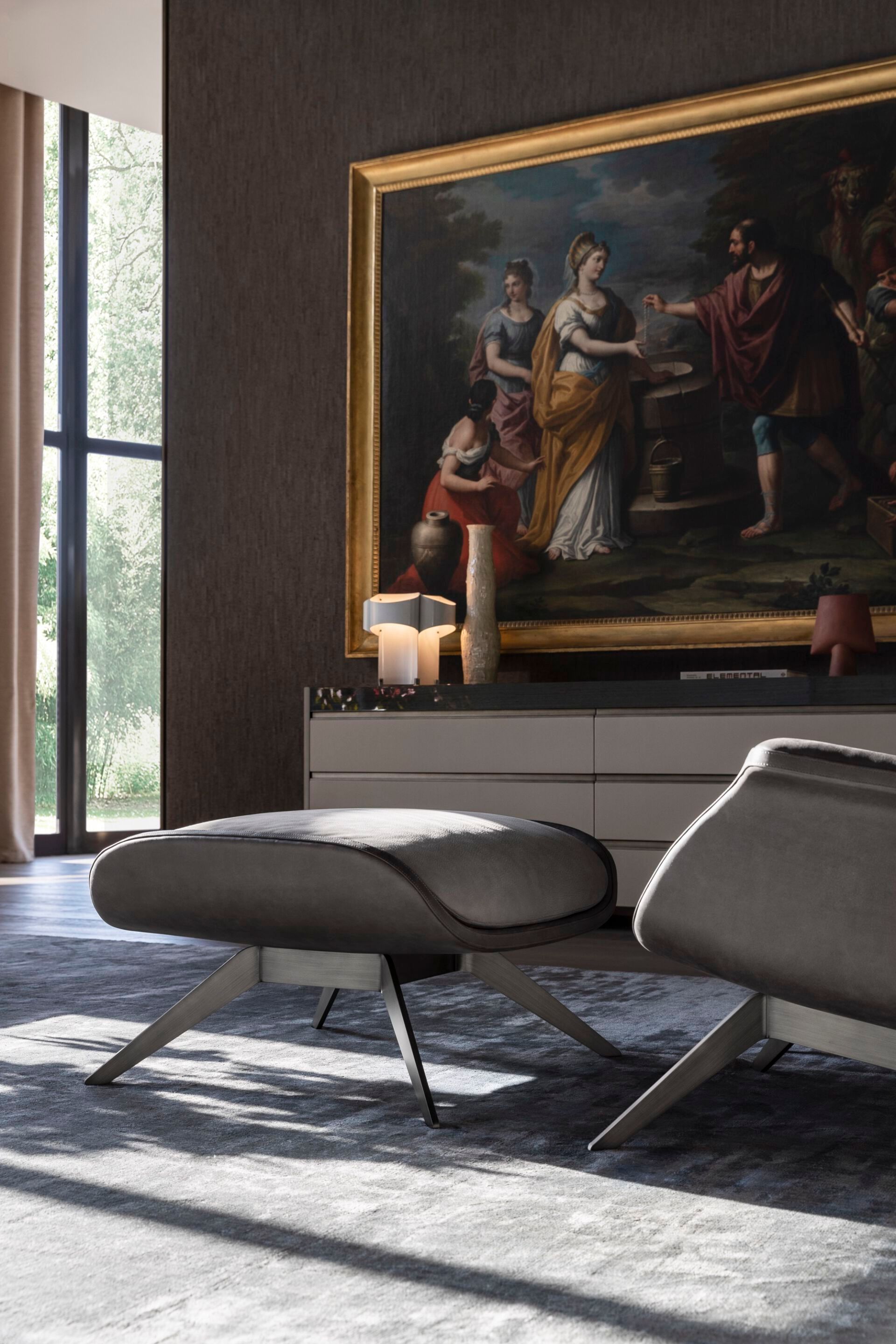 Деревянный комод с кожаной обивкой OAK Metronome ARCH-00020889