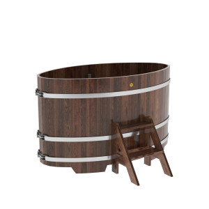 1159 Купель овальная из лиственницы 0,92х1,66х1,0 морёная премиум Alyarus