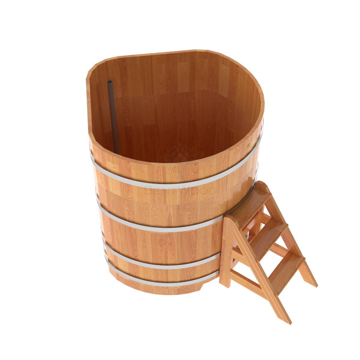 1579 Купель угловая из сращенных ламелей лиственницы 1,19х1,19х1,4 натуральная Alyarus  - Вид №2