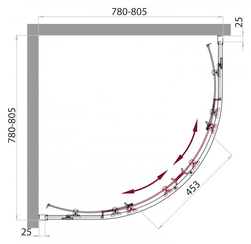 Душевой уголок BelBagno SELA-R-2-80-Ch-Cr  - Вид №2