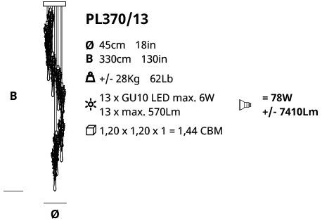 Serip Бронзовый потолочный светильник ручной работы Liquid Pl370/13 - Вид №1