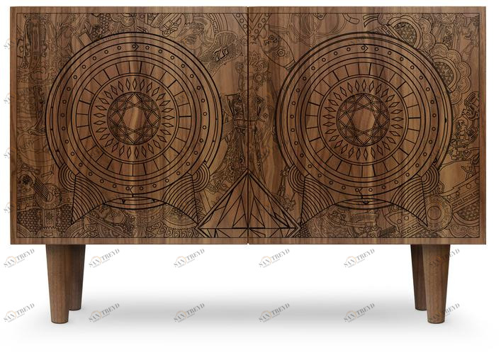 Mineheart Комод из фанерованной древесины с распашными дверцами Gambling skull sun-id-1473183