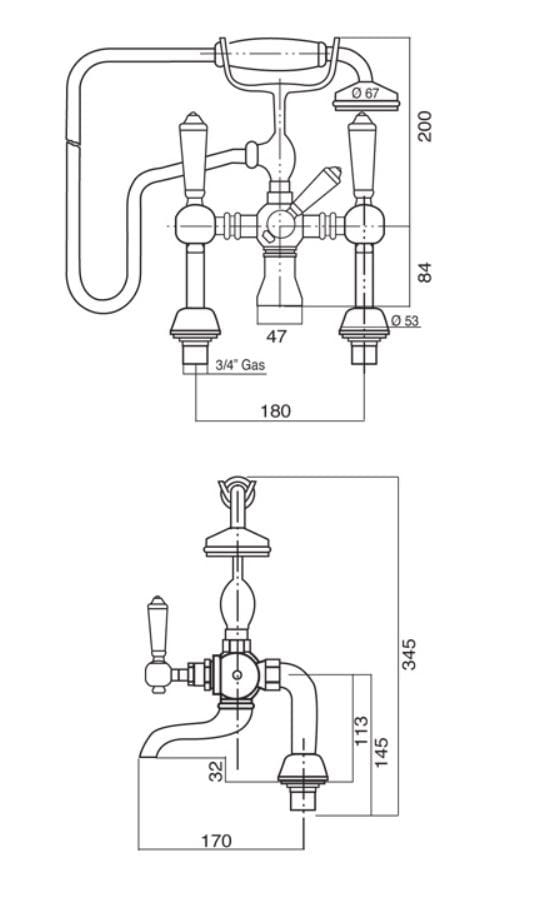 Настенный смеситель для ванны с ручным душем Gentry Home Berkeley ARCH-00151385 - Вид №2