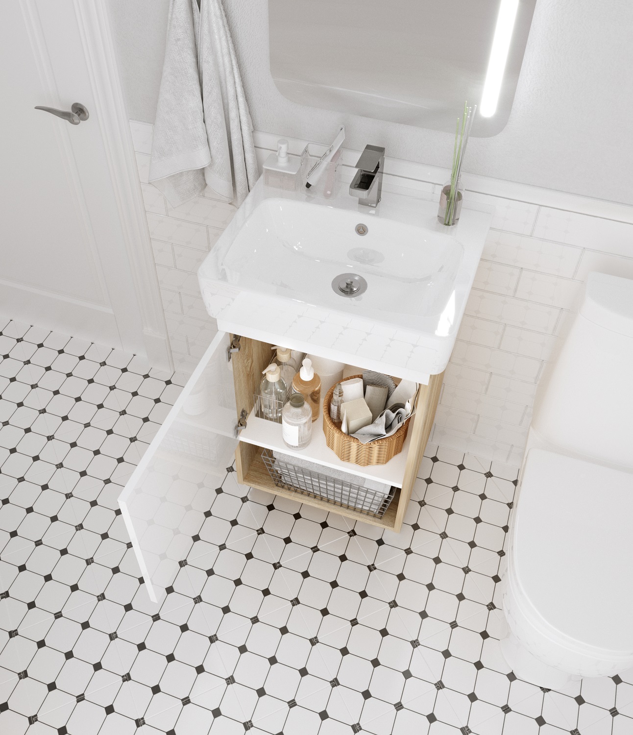 У76066 Тумба Tera 55Н 1д. Дуб Сонома 1 Marka TERA - Вид №3