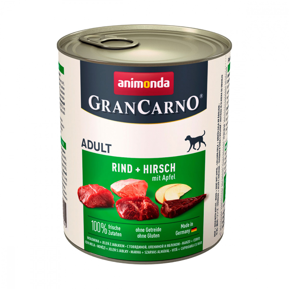 ПР0049487 Корм для собак GranCarno Original Adult говядина, оленина, яблоко банка 800г Animonda 
