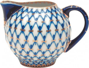 97477 Императорский фарфоровый завод Молочник ИФЗ Кобальтовая сетка, Тюльпан, 205мл, фарфор Фарфор твердый