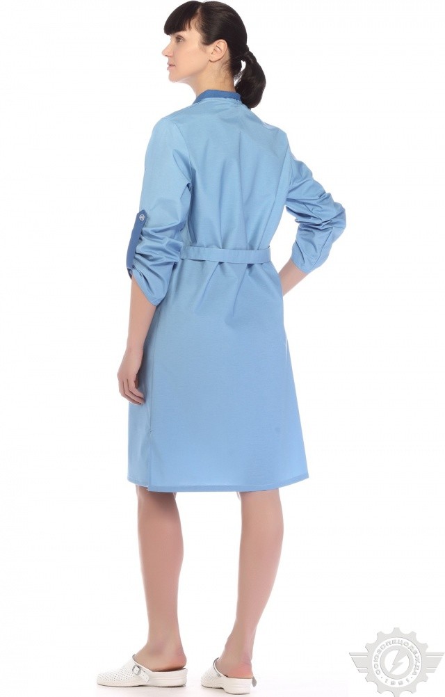 61735 Халат "Радуга" длинный рукав голубой  Одежда для обслуживающего персонала  размер 54 Спецодежда  - Вид №4