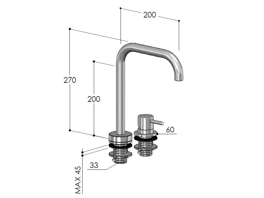 Смеситель для кухни из нержавеющей стали с поворотным изливом Fontealta Kitchen ARCH-00107099 - Вид №1