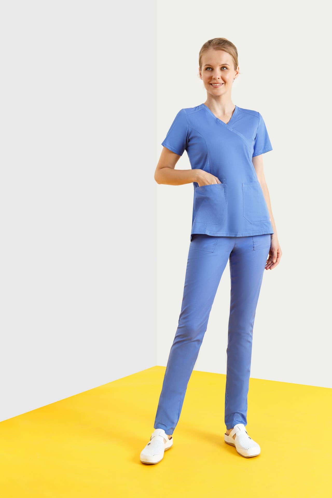 68050 Блузка женская BLUE (голубой) SINDIKA  Медицинская одежда  размер 52 (XXL)  - Вид №2