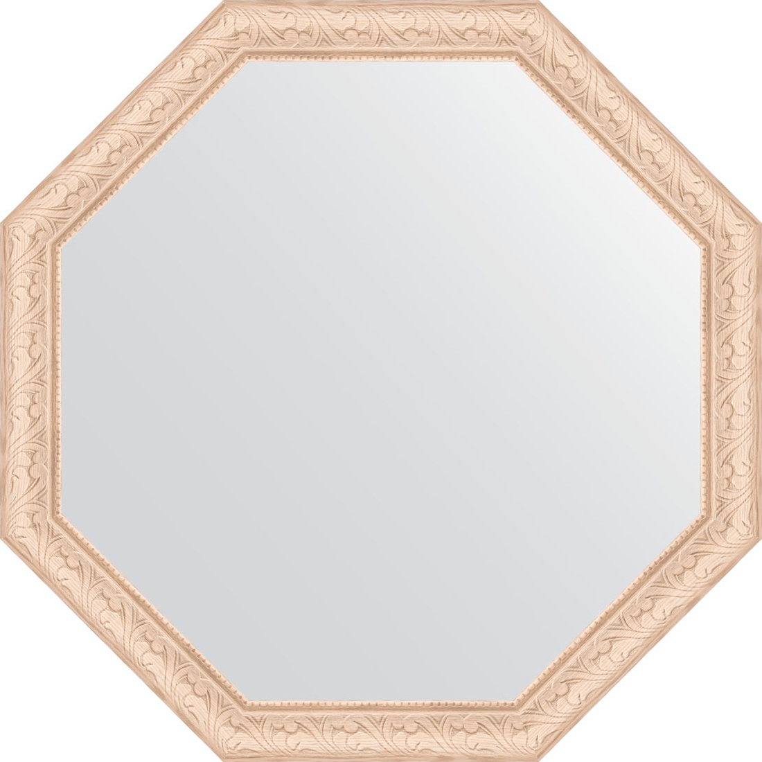 BY 3699 Зеркало в багетной раме - беленый дуб 57 mm EVOFORM Octagon