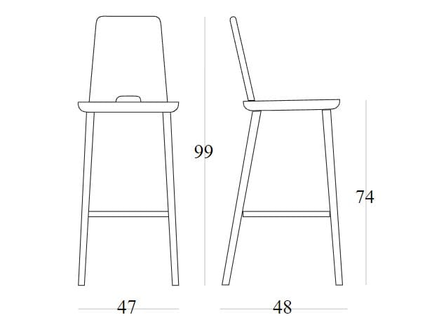 Высокий стул из ясеня со спинкой SIPA планшет ARCH-00036178 - Вид №9