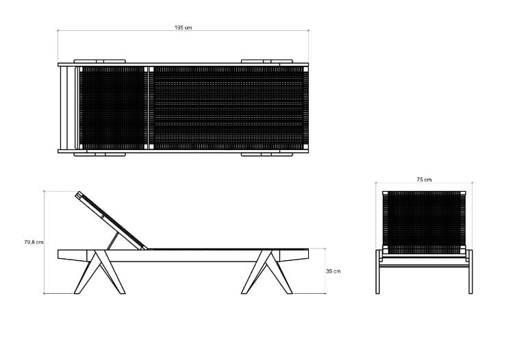 Садовая кровать с откидной спинкой из тикового дерева KARPENTER Tribute Outdoor ARCH-00043048 - Вид №5