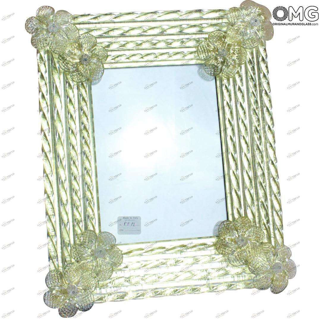 902 ORIGINALMURANOGLASS Венецианская фоторамка с цветками - муранское стекло OMG  см 