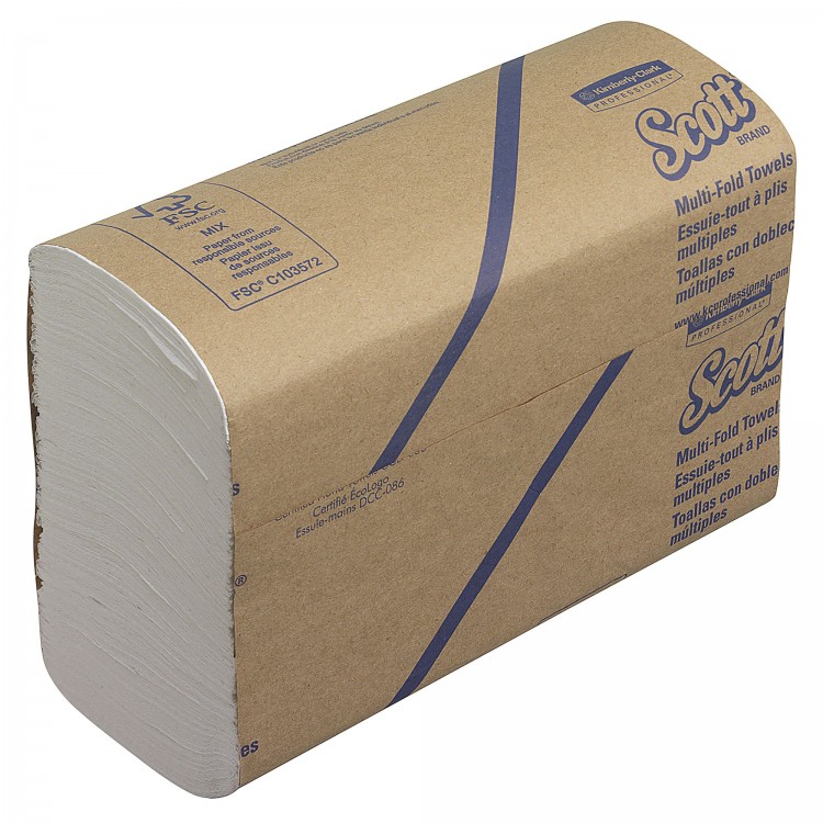 3749 Kimberly Clark Полотенца бумажные листовые Kimberly Clark Scott MultiFold 3749 H2 Z-сложения 1-слойные 16 пачек по 250 листов  - Вид №2