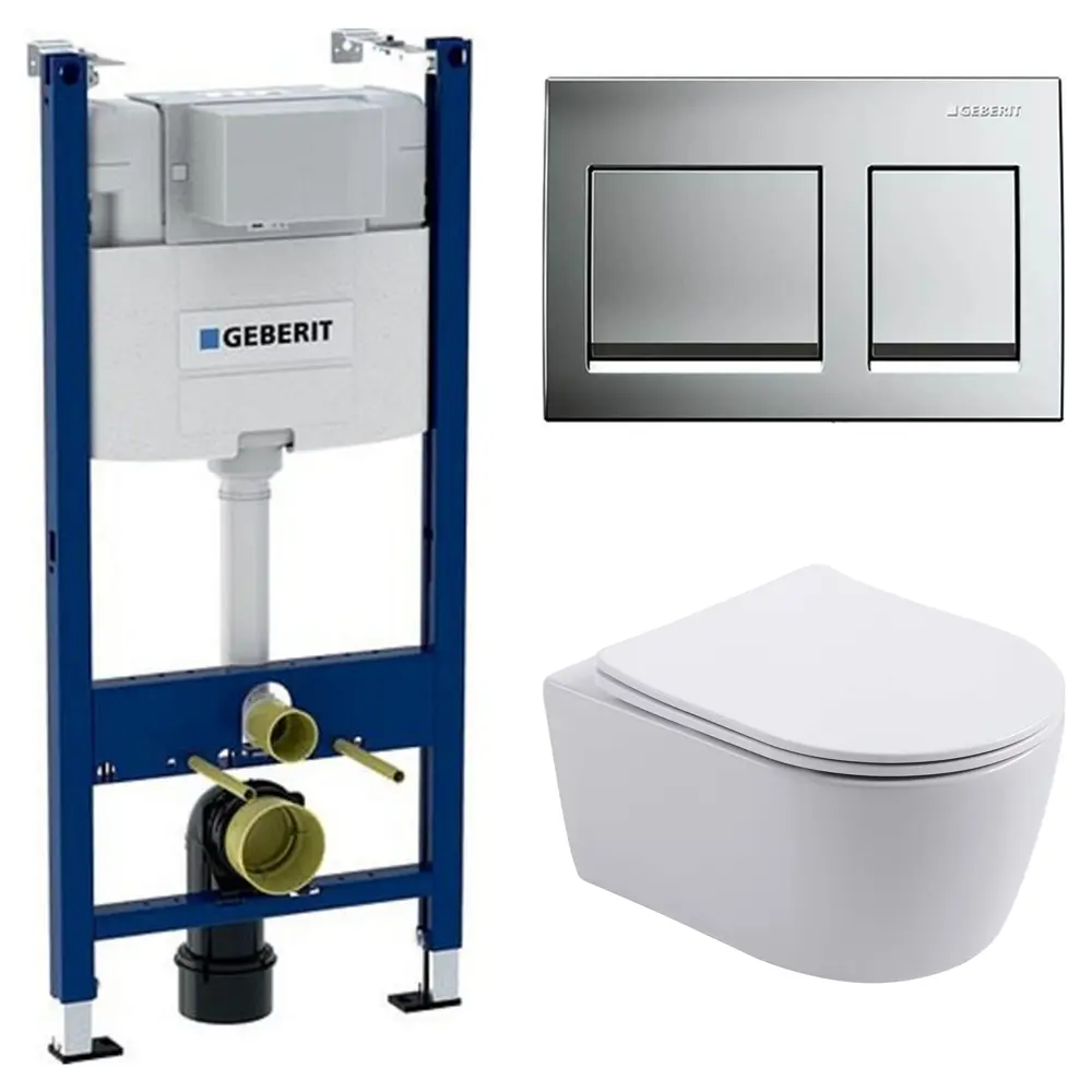 Комплект инсталляции Geberit Alpha с безободковым унитазом Aquatek Европа клавиша Geberit Alpha серая 89445432 STLM-2197693