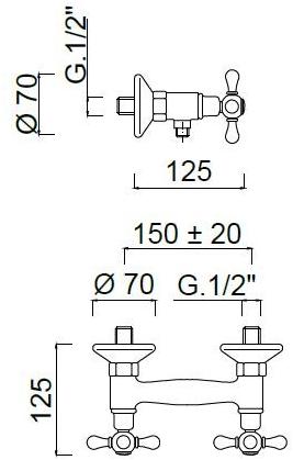 Rubinetteria Giulini Смеситель для душа на 2 отверстия Lotus - vienna F0507 - Вид №1