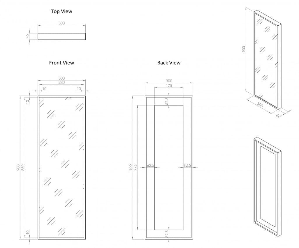 Прямоугольное металлическое зеркало с рамой стены LUSSO Moode ARCH-00087635 - Вид №9