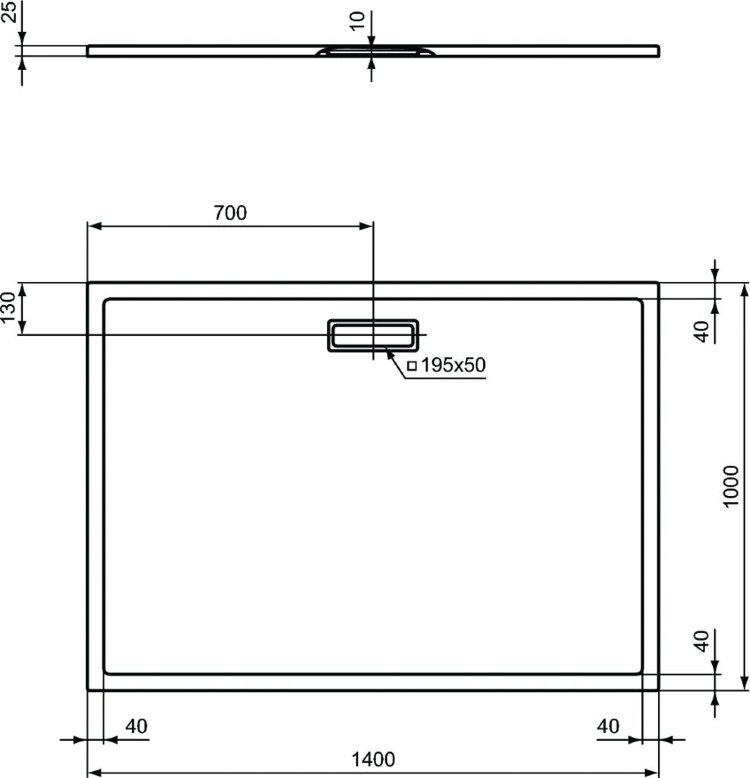 T449001 Душевой поддон 1400x1000x25 мм Ideal Standard ULTRAFLAT NEW  - Вид №4
