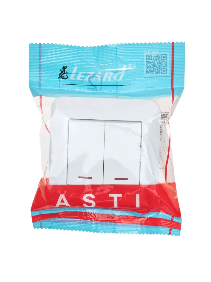 ASTI Выключатель двойной с подсветкой белый LEZARD 7081-0202-112 - Вид №1