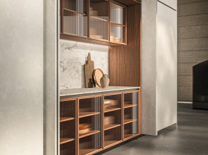 Алюминиевая и стеклянная кухонная дверь