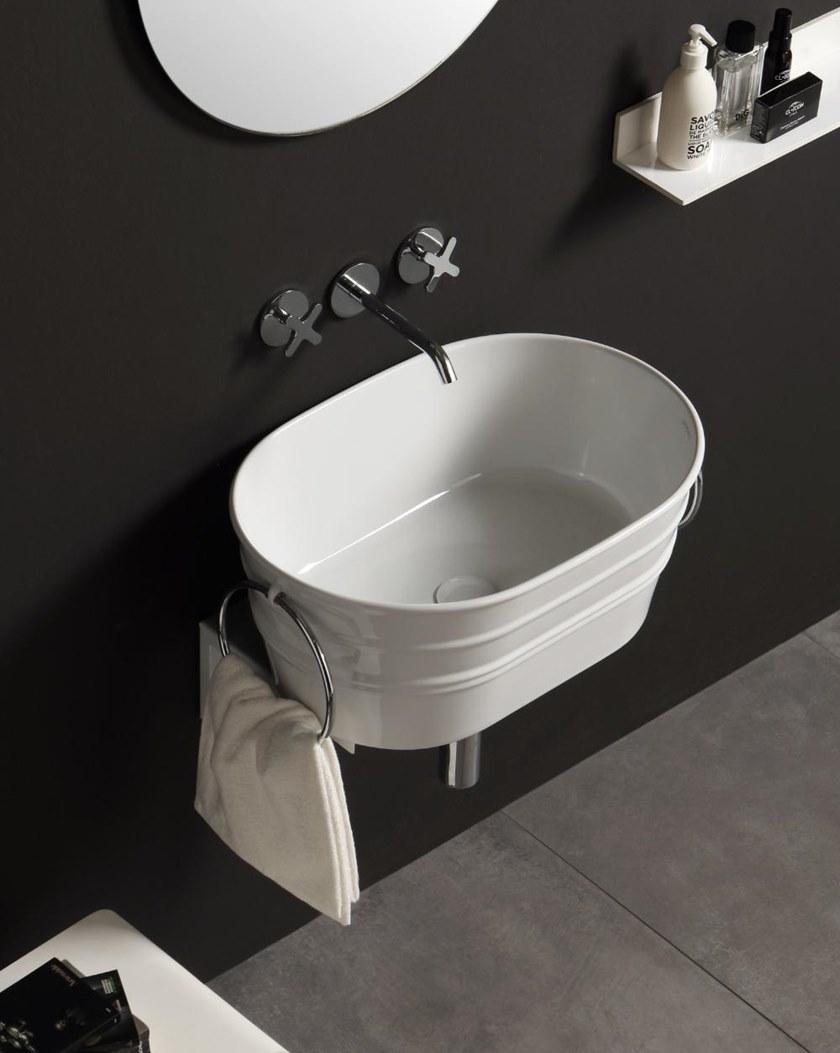 Tnz02o Подвесная раковина настенная овальная Horganica Tinozza белая - Вид №12