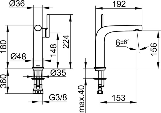 51502010100 Однорычажный смеситель для умывальника 150 KEUCO Edition 400 - Вид №2