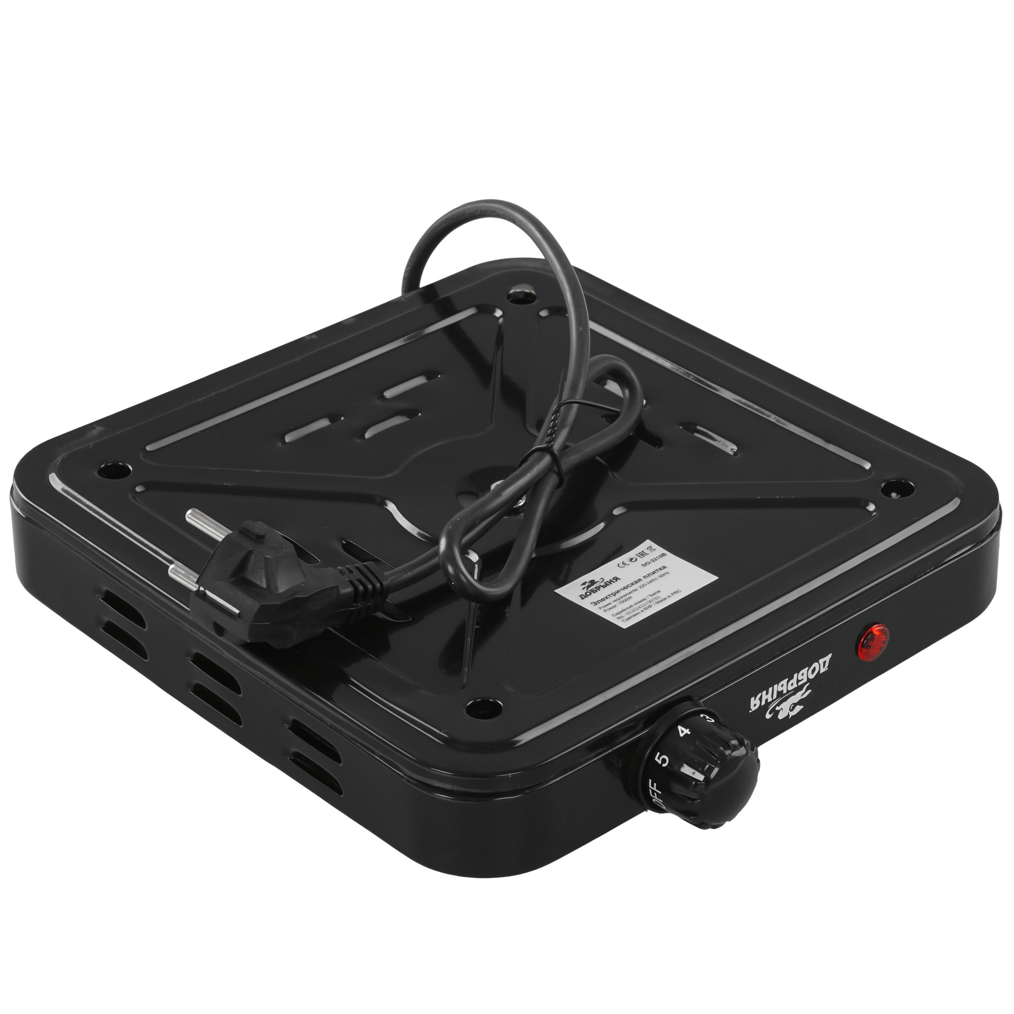 9213022 Плита компактная электрическая Добрыня DO-2210B черный STDN-0006251 - Вид №4