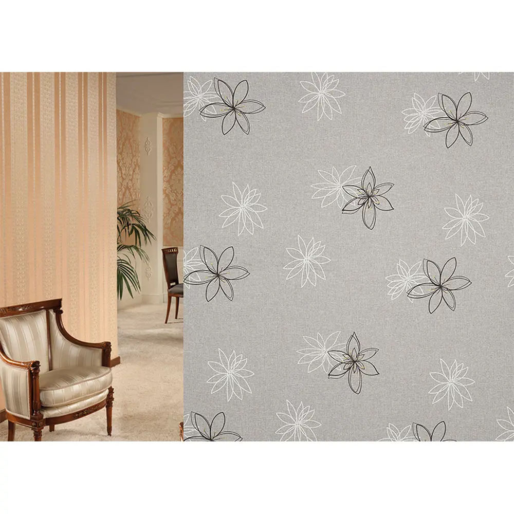 Ткань «Цветы» 1 п/м 280 см лён цвет серо-бежевый ТОРГОВЫЙ ДОМ ТЕКСТИЛЬ STLM-2196113 - Вид №3