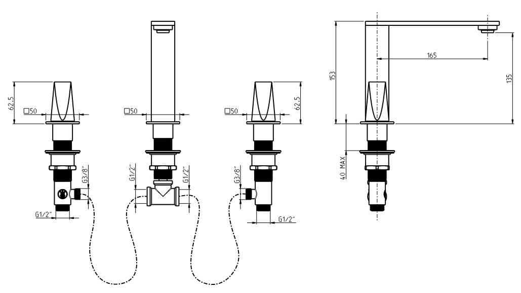 Высокий смеситель для раковины из нержавеющей стали без слива Rubinetterie Frattini Aline ARCH-00090880 - Вид №2