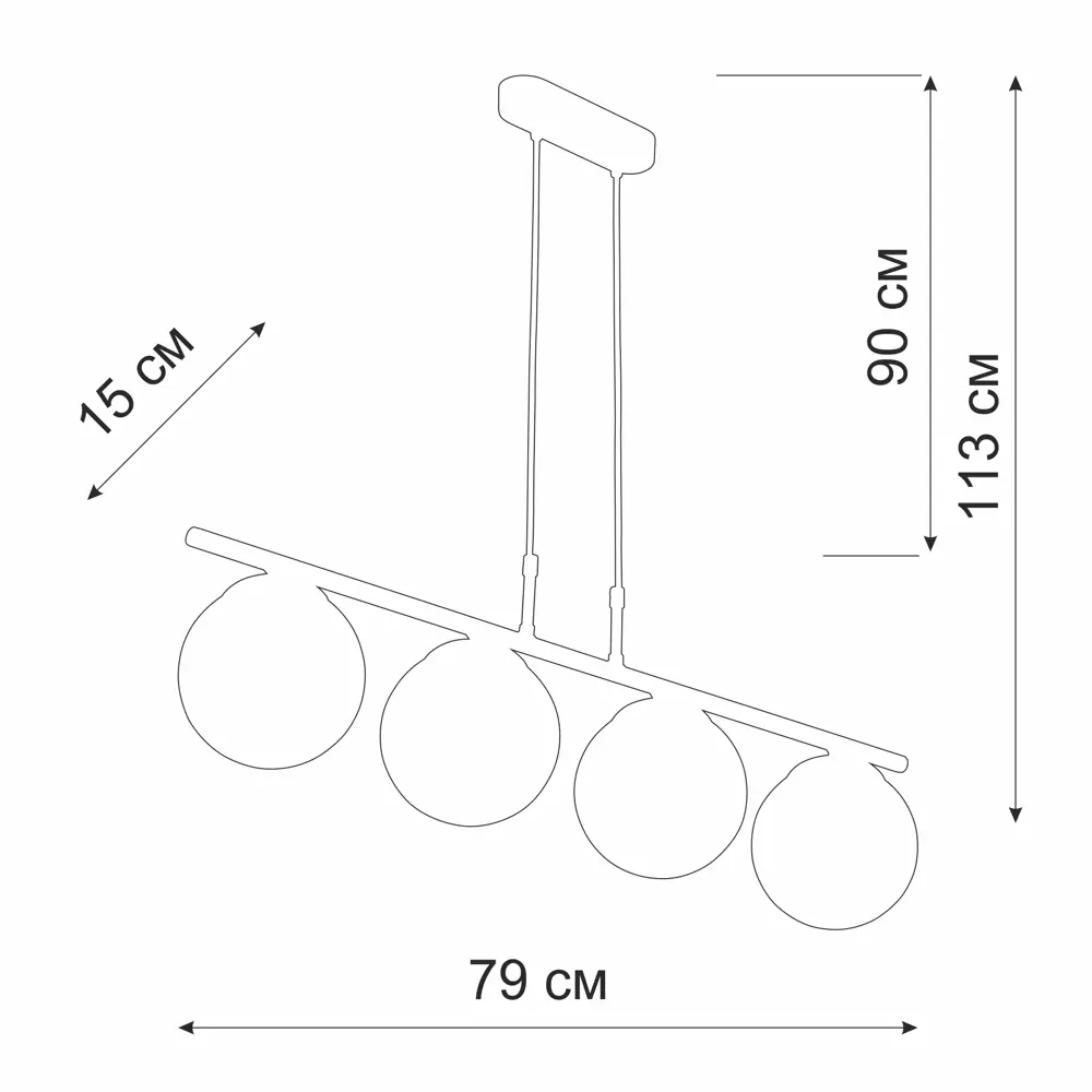 Люстра Vitaluce Евгения 4 лампы 12м² Е14 цвет черный матовый STLM-2163089 - Вид №1
