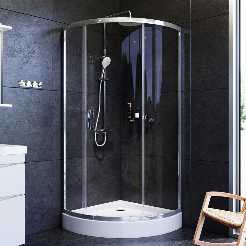 W83G-315-090CG Solo Slide Стекла для душ. ограждения 90x90 стекло тонированное проф хром глян AM.PM Like