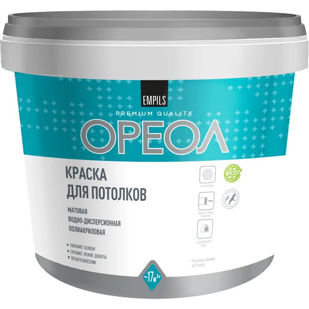Краска для потолков Ореол матовая цвет белоснежный 3 кг STLM-2034724