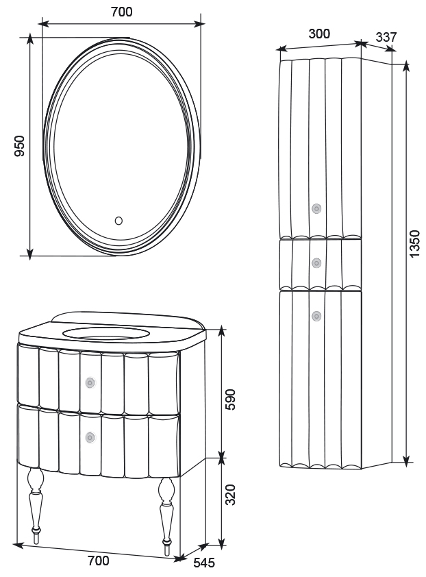 У40392 Тумба с раковиной Pearl 70, 2я, White 1 Marka Pearl - Вид №4