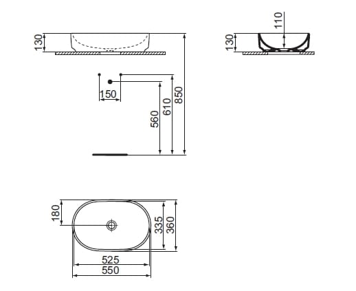 Керамическая овальная столешница Ideal Standard I. life O ARCH-00124885 - Вид №2