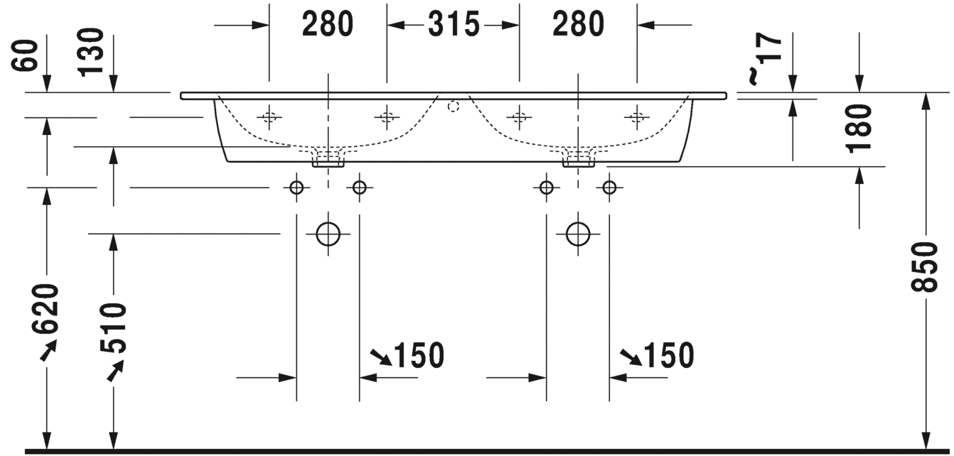 2336130030 Подвесная раковина настенная овальная Duravit ME BY STARCK - Вид №3