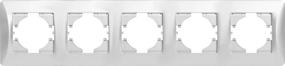 Рамка GUSI Electric Ugra для розеток и выключателей на 5 постов, серебристая 83865113