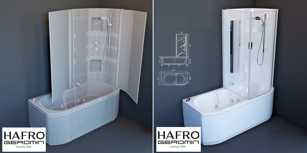 Ванна с душевой кабиной с гидро и аэромассажем Duo Box 170 см 3DUA1D6 Gruppo Geromin - Вид №1