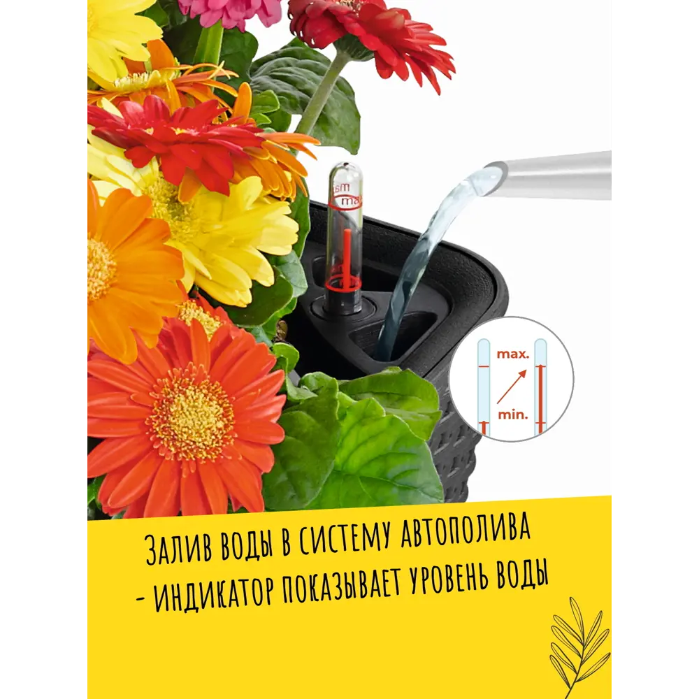 Кашпо для цветов Lechuza Кьюб Коттедж ø49 h50 см v61 л пластик черно-графитовый 87503752 STLM-2100895  - Вид №4