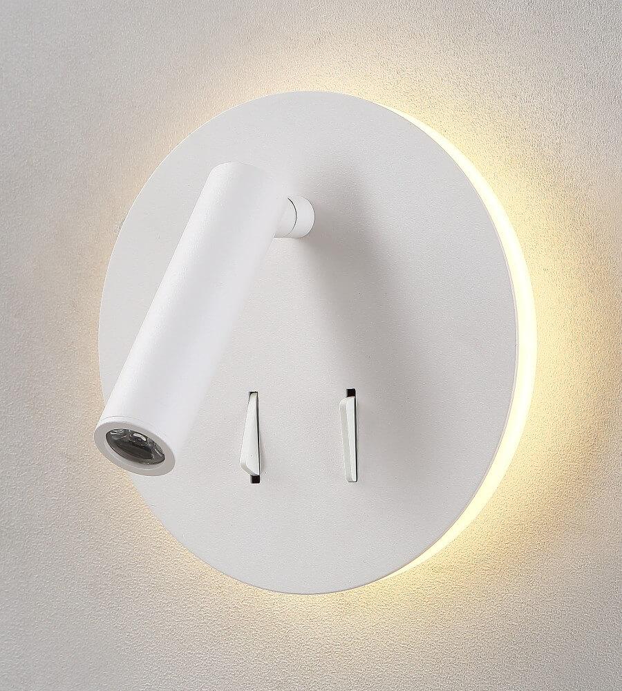 Спот настенный светодиодный с выключателем и подсветкой белый Crystal Lux CLT 223W WH CRYSTAL LUX CLT 223W 00-3925934 Белый  - Вид №3