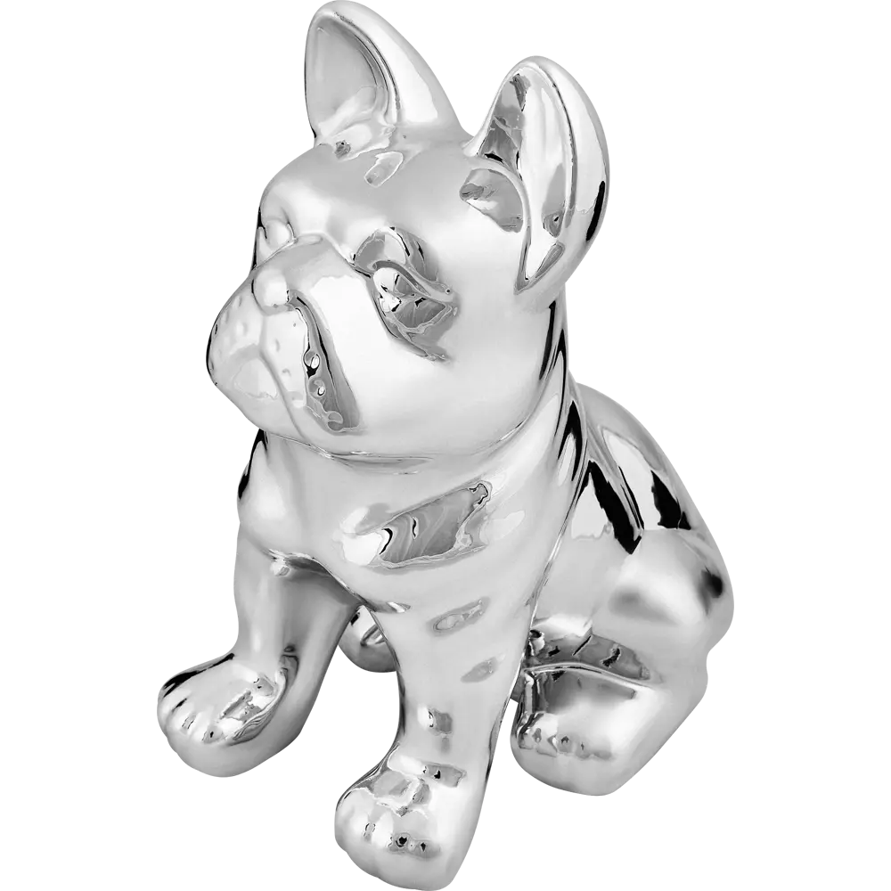 Керамическая декоративная собака Бульдог серебристого цвета 23x18x12 см 87890720 Santreyd STLM-0960901 - Вид №1