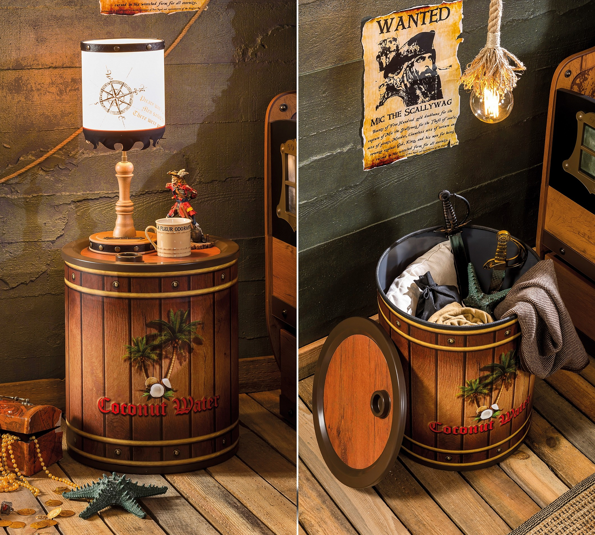 Прикроватная тумба-бочка детская Gallon Pirate CILEK PIRATE 00-3832597 Коричневый Santreyd  - Вид №1