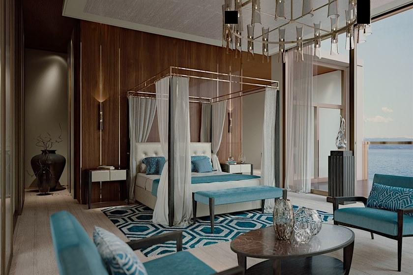 Bellotti Ezio Кровать из нубука с балдахином и тафтинговым изголовьем Delfi 2017-36 - Вид №1